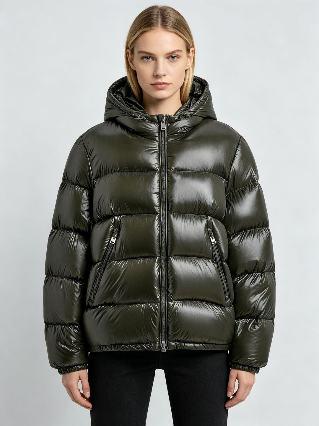 Damen Stylische Daunenjacke mit Kapuze