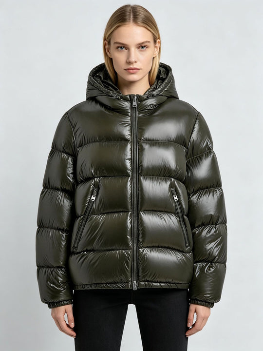 Damen Stylische Daunenjacke mit Kapuze