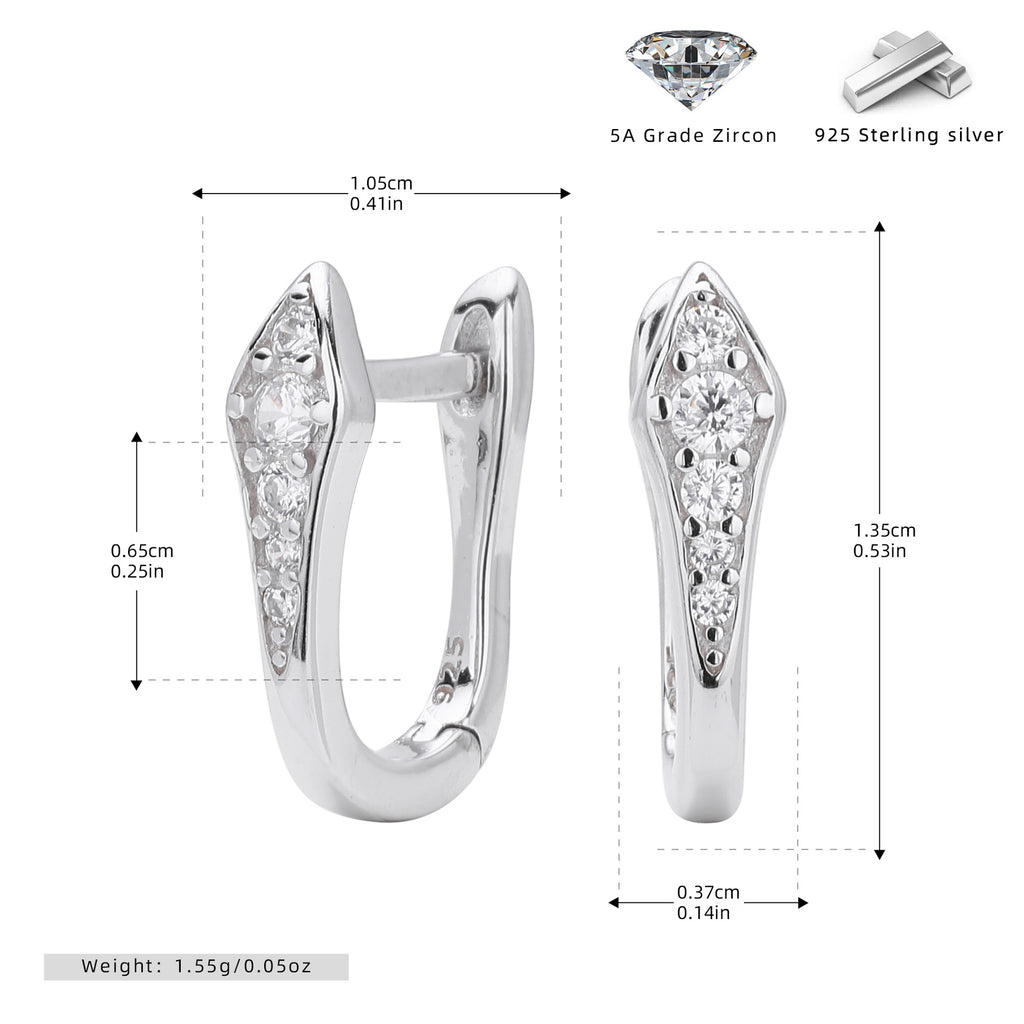 Damen Ohrstecker mit trendigem Design aus 925er Sterling Silber und funkelnden Zirkonia Shop Nory
