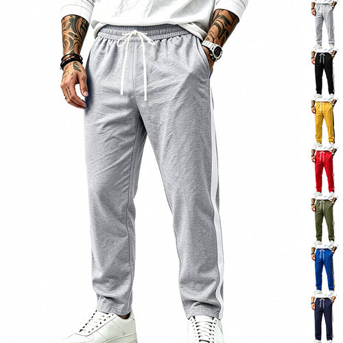 Herren Athletische Trackpants mit geradem Bein, seitlichem Kontrastband und elastischem Tunnelzug Shop Nory
