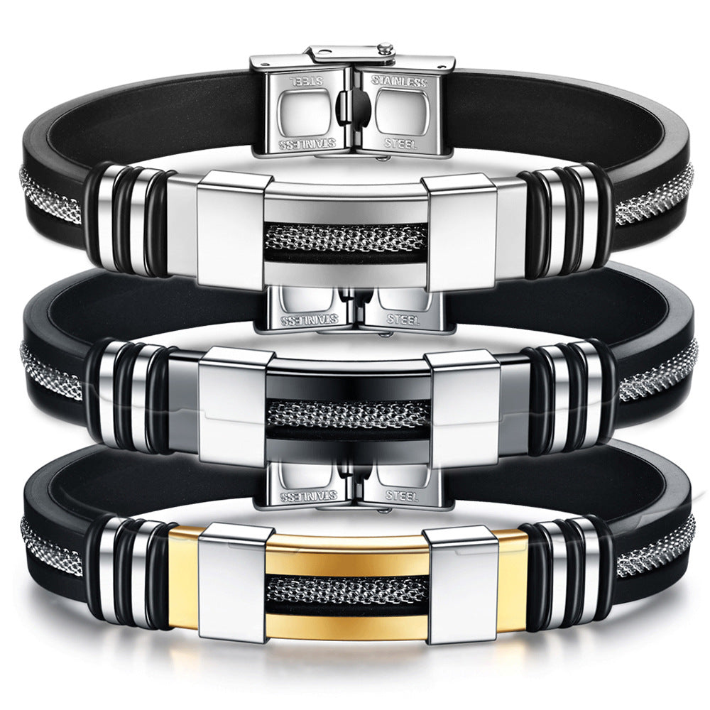 Herren Armband aus hochwertigem Schwarzstahl mit eleganten Akzenten Shop Nory