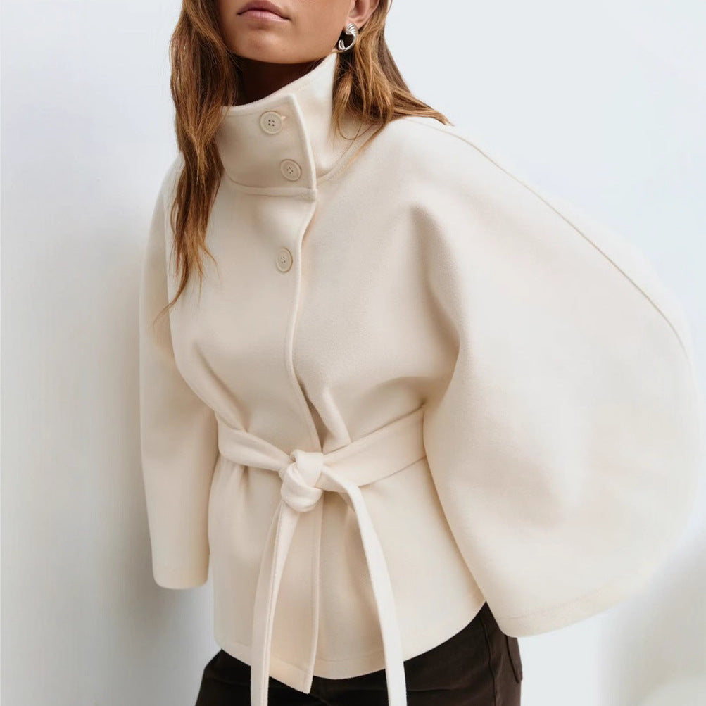Damen Wickeljacke mit elegantem Stehkragen und weit geschnittenen Ärmeln ShopNory