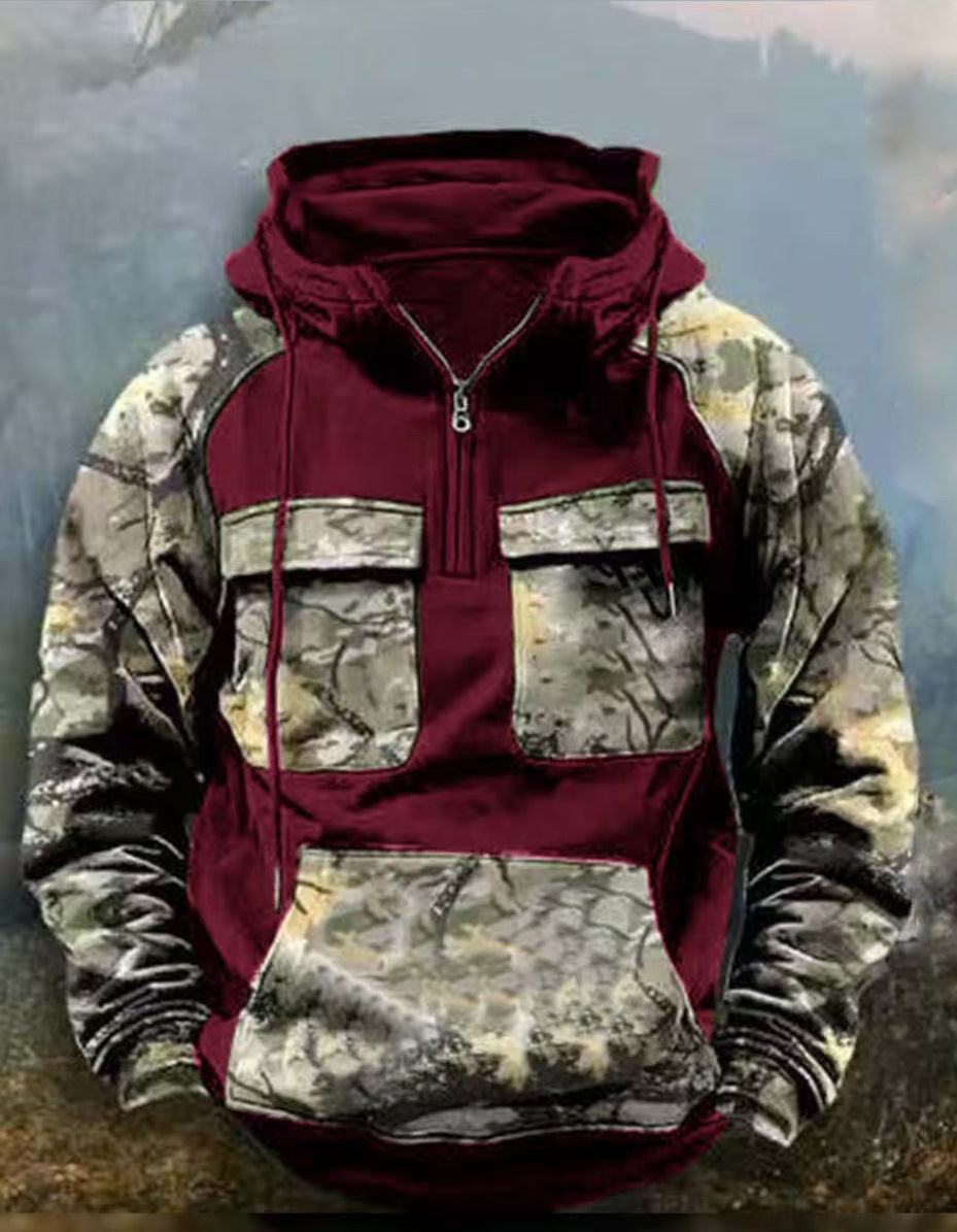 Herren Camouflage Funktionskapuzenpullover