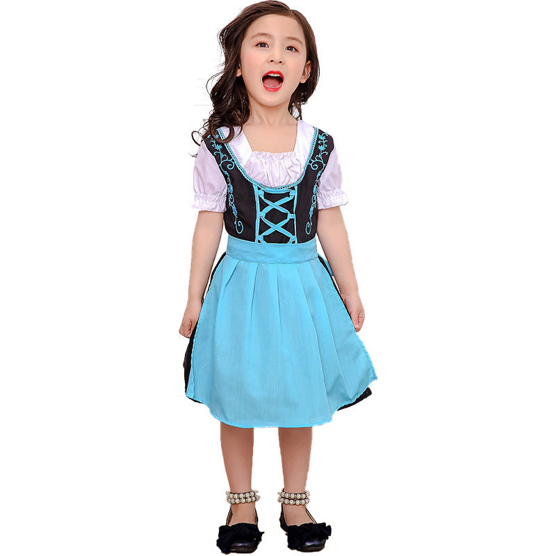 Damen nan traditionelles Kinderdirndlkleid mit geschnürtem Mieder, bestickten Details und abnehmbarer Schürze Shop Nory