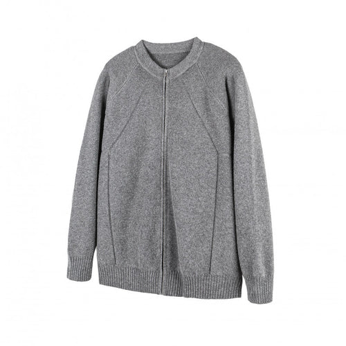Unisex Boxy Strickzipjacke mit Reißverschluss und strukturierter Teilungsnaht Shop Nory