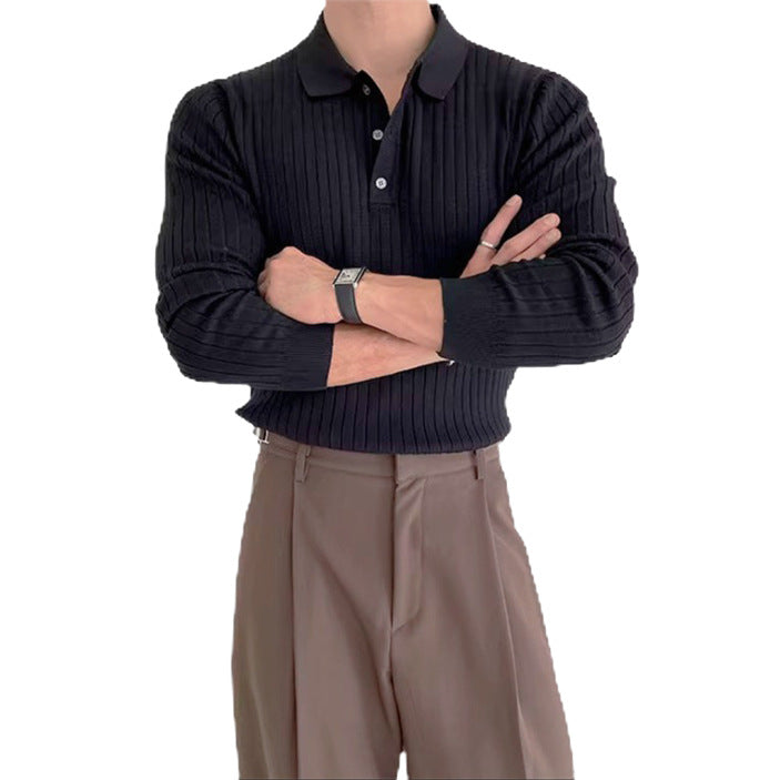 Herren Stilvolles Langarm-Rippstrickoberteil Shop Nory