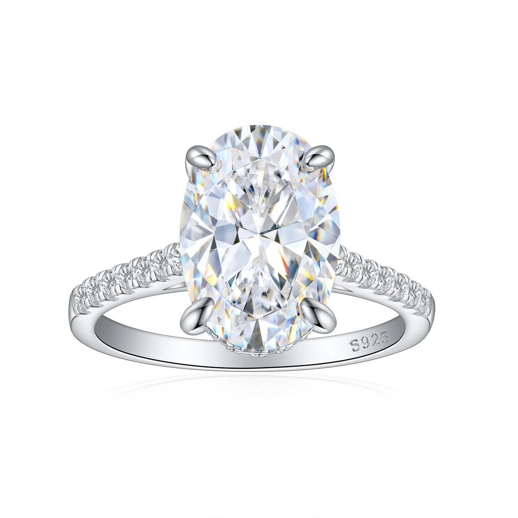 Damen eleganter Ring mit ovalem Hauptstein und feinem Zirkonia-Besatz Shop Nory