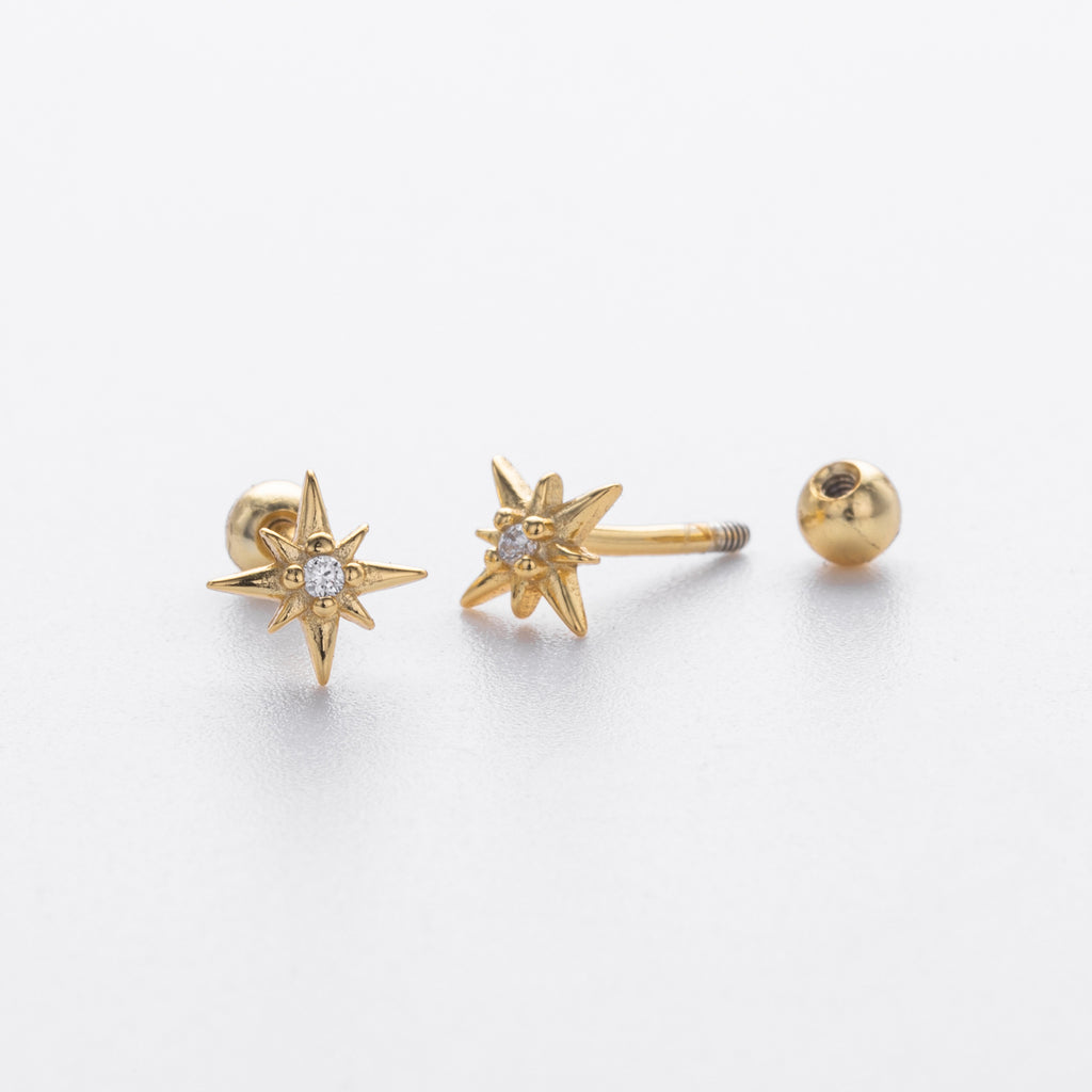 Damen Ohrstecker im funkelnden Sternendesign aus hochwertigem 925 Sterling Silber Shop Nory