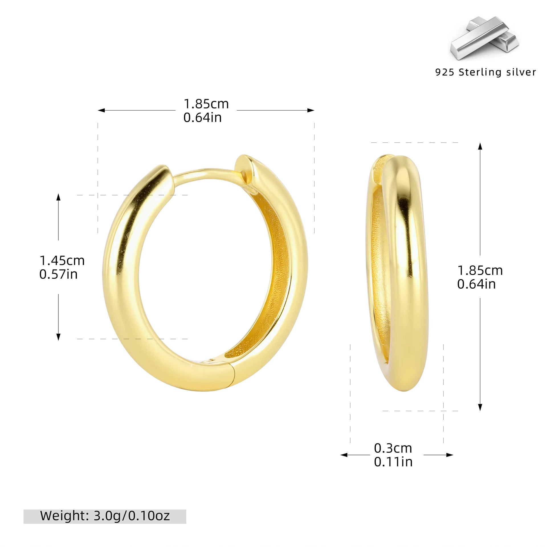 Damen Creolen in elegantem, modernem Design aus hochwertigem 925 Sterling Silber Shop Nory
