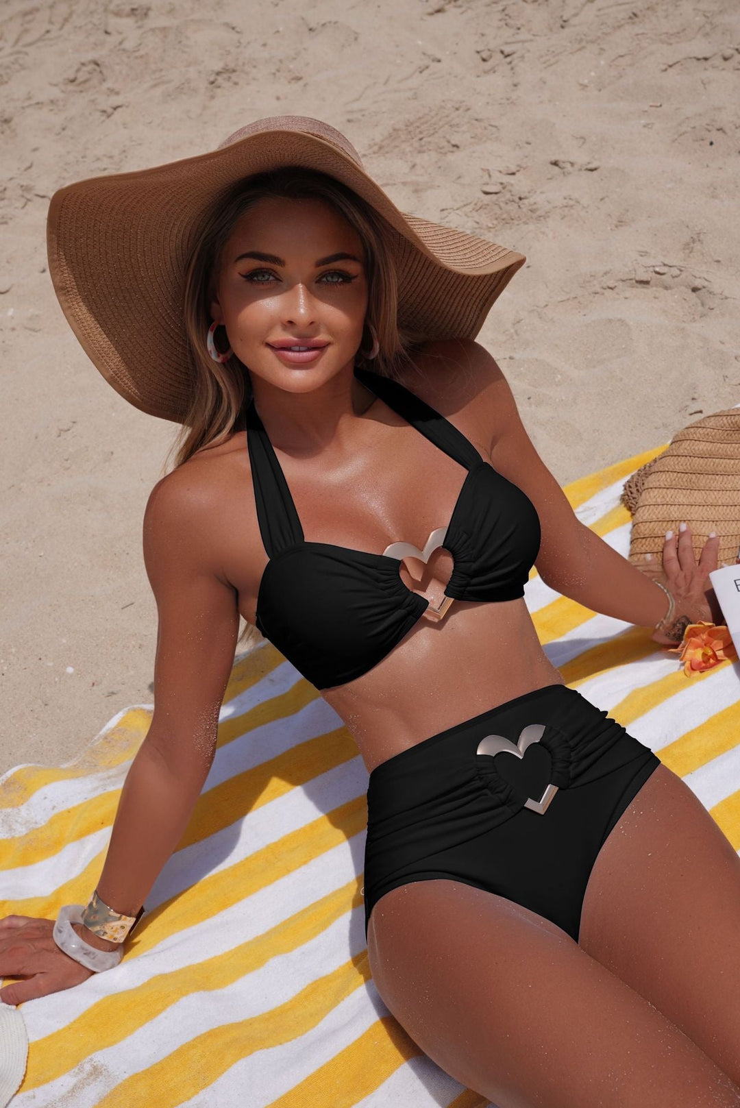 Damen Hochentwickelter Push-Up Bikini mit Herz-Applikationen Shopnory