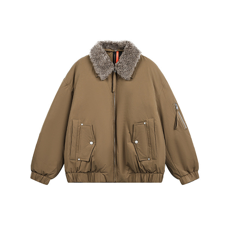 Herren Gefütterte Bomberjacke mit Teddykragen und Utility-Taschen Shop Nory