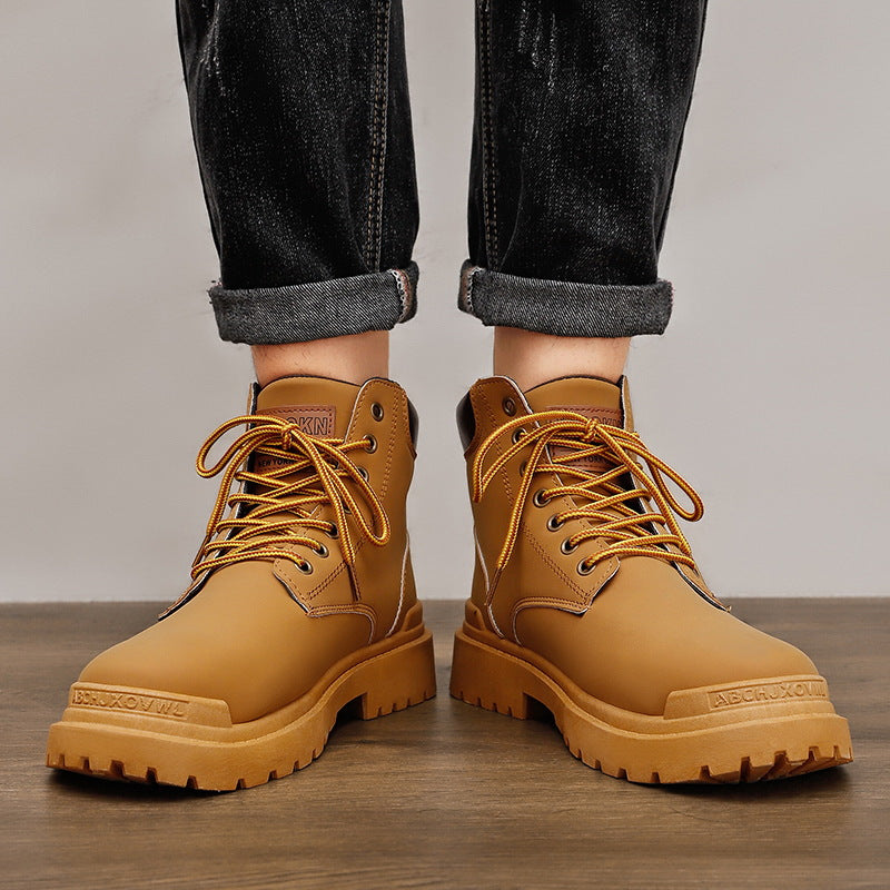 Herren Robuste Schnürboots aus hochwertigem Leder mit rutschfester Sohle