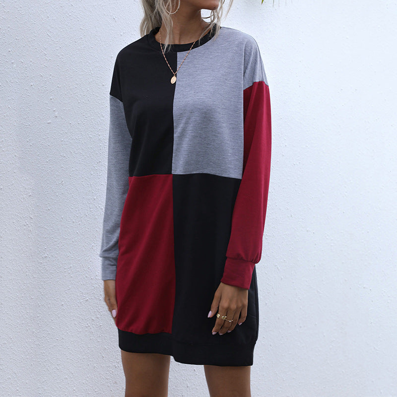 Damen Langarm-Sweatkleid mit Blockpaneelen und weitgeschnittener Passform Shop Nory