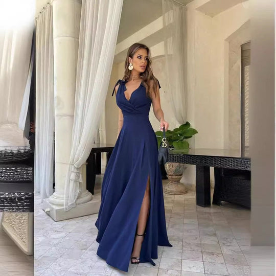 Damen Elegantes Abendkleid mit Hohem Schlitz