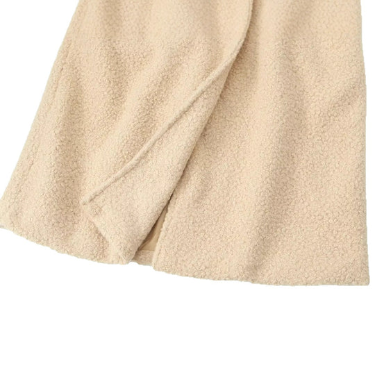Damen Zweireihiger Teddy‑Mantel mit Bindegürtel und Schnallenärmeln Shop Nory
