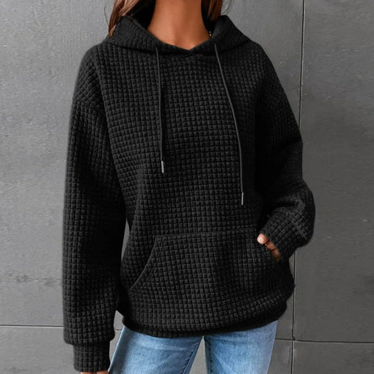 Damen lässiger Hoodie mit strukturierter Oberfläche und praktischer Kängurutasche