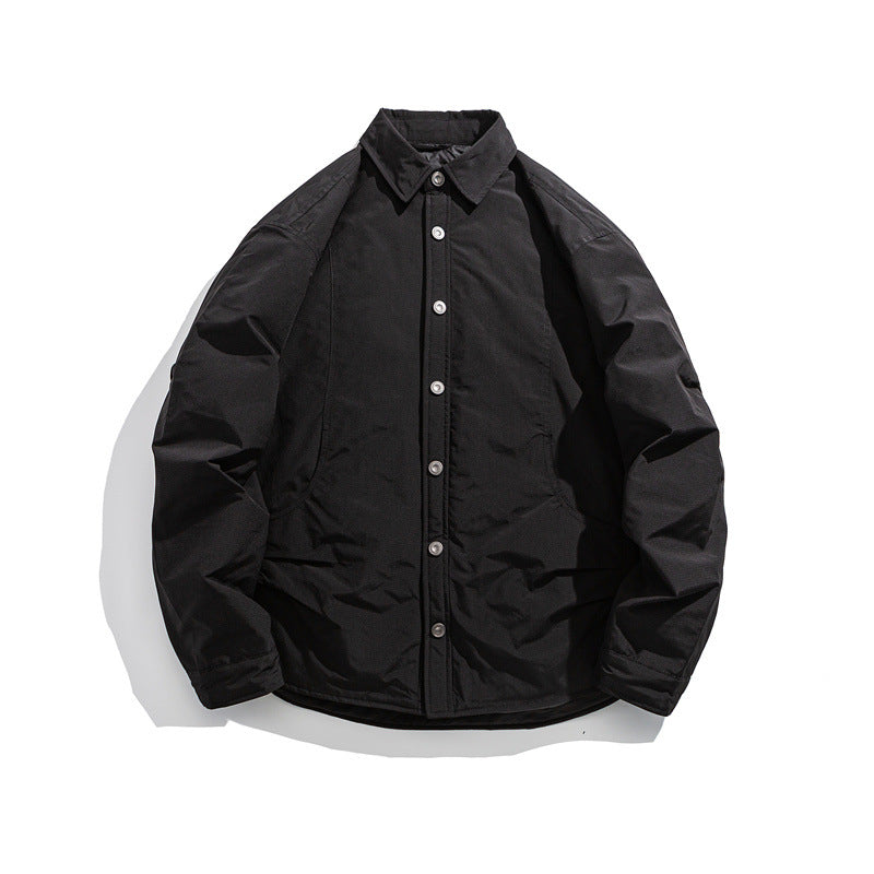 Herren Leicht wattierte Overshirt-Jacke mit Hemdkragen und Druckknopfblende Shop Nory