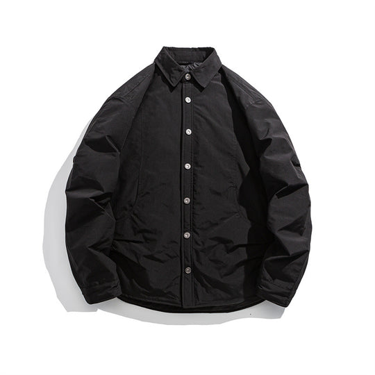 Herren Leicht wattierte Overshirt-Jacke mit Hemdkragen und Druckknopfblende Shop Nory
