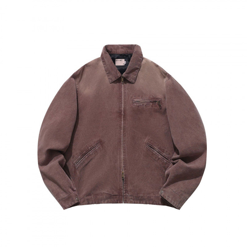 Herren Lockere Workerjacke aus weichem Canvas mit Reißverschluss Shop Nory