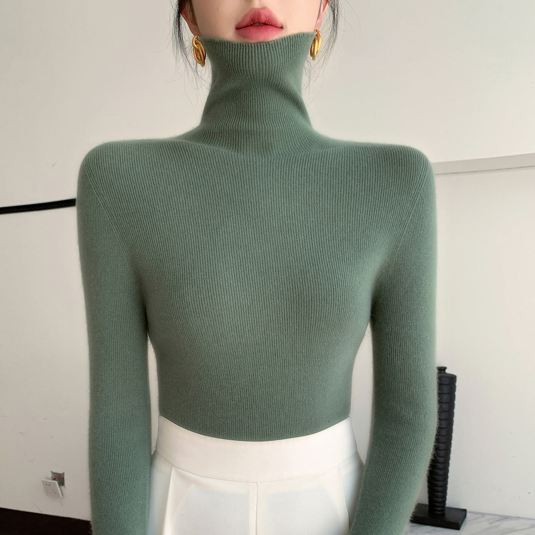 Damen Schlanker Feinstrickpullover mit hohem Rollkragen und feiner Rippstruktur Shop Nory