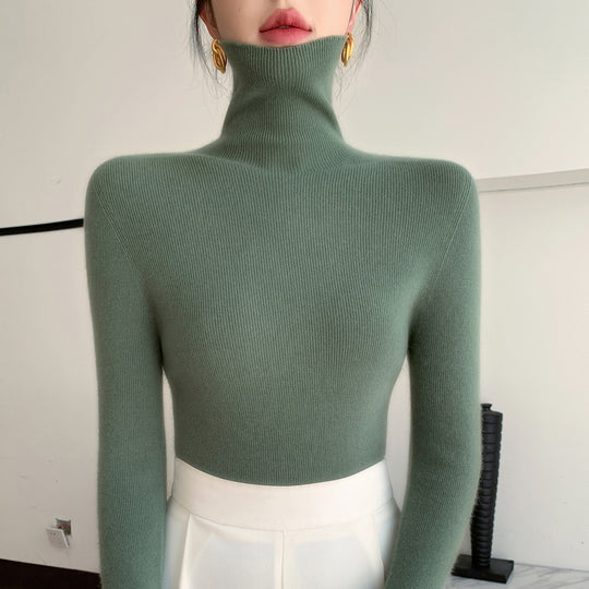 Damen Schlanker Feinstrickpullover mit hohem Rollkragen und feiner Rippstruktur Shop Nory