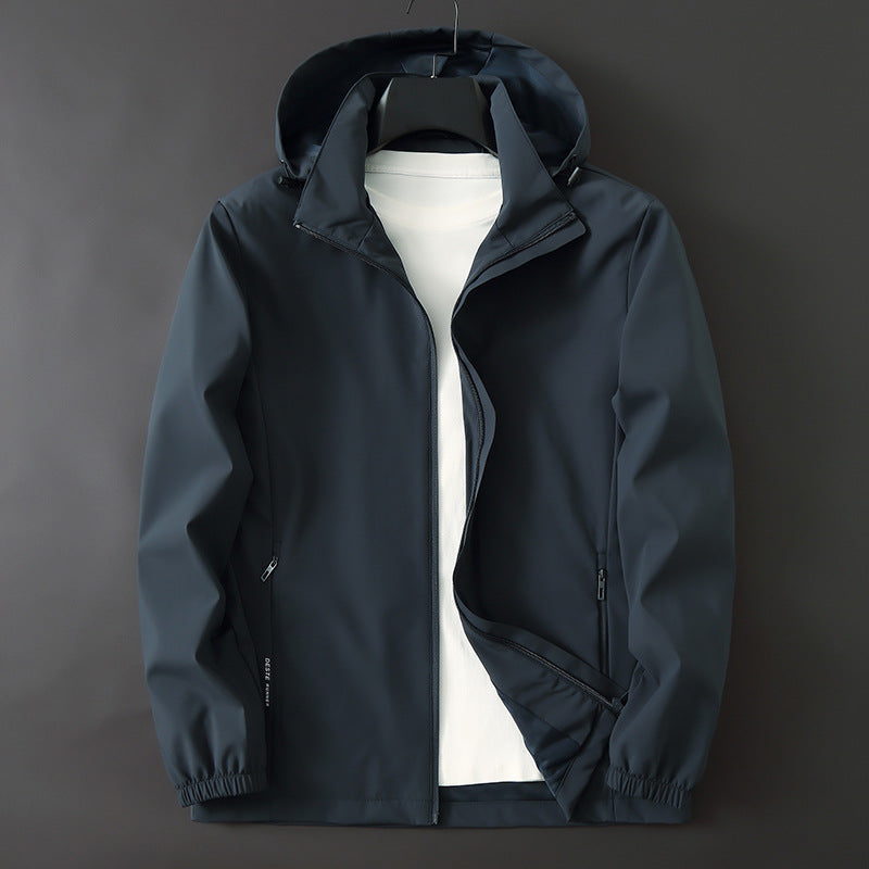 Herren Ultraleichte Wind- und Wasserabweisende Softshelljacke mit Kapuze, verdecktem Reißverschluss und elastischen Bündchen Shop Nory