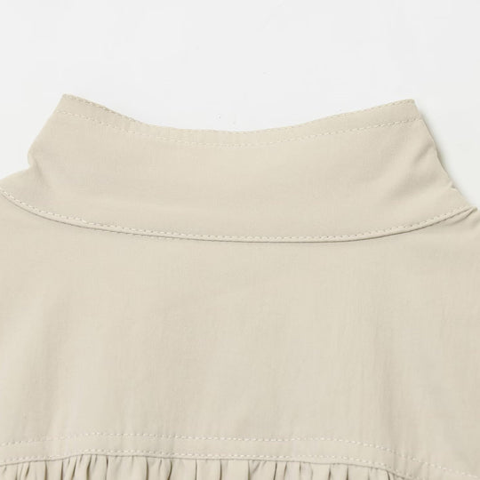 Damen Voluminöse Cropped-Bluse mit Stehkragen, Raffungen und elastischem Saum Shop Nory