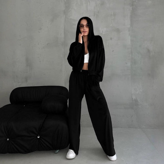 Damen Samt-Loungewear-Set mit kurzem Reißverschluss und geraffter Taillenpartie Shop Nory