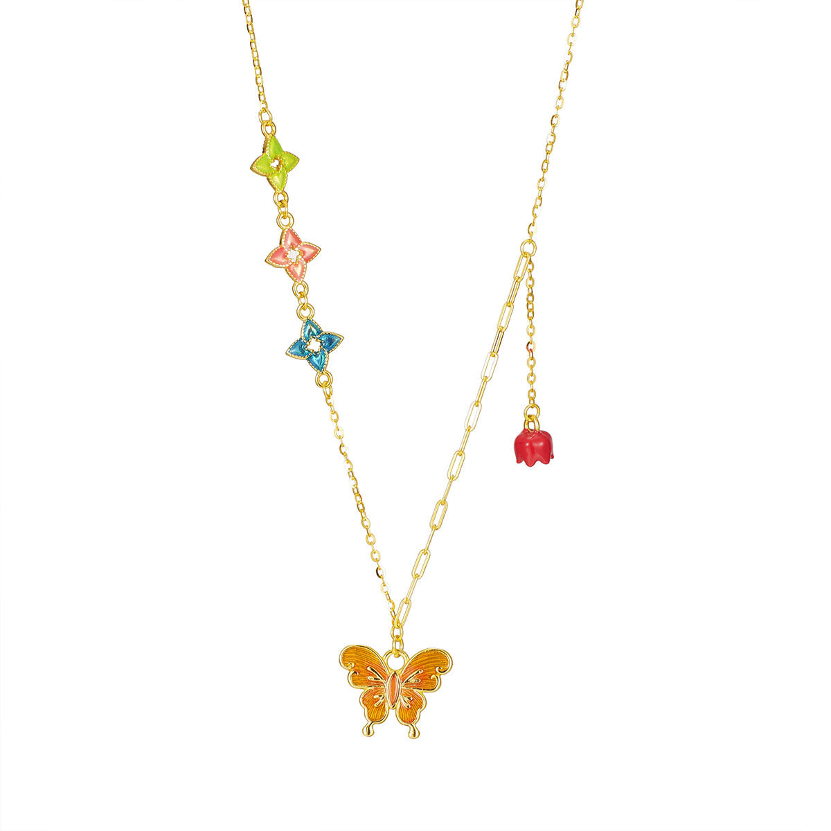 Damen Kette mit bunten Motivanhängern Shop Nory