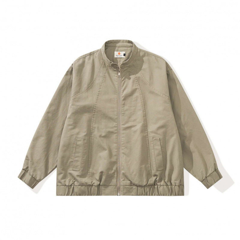 Unisex Boxige leichte Bomberjacke aus Baumwollmix mit Stehkragen, Reißverschluss und Kordelzugsaum Shop Nory