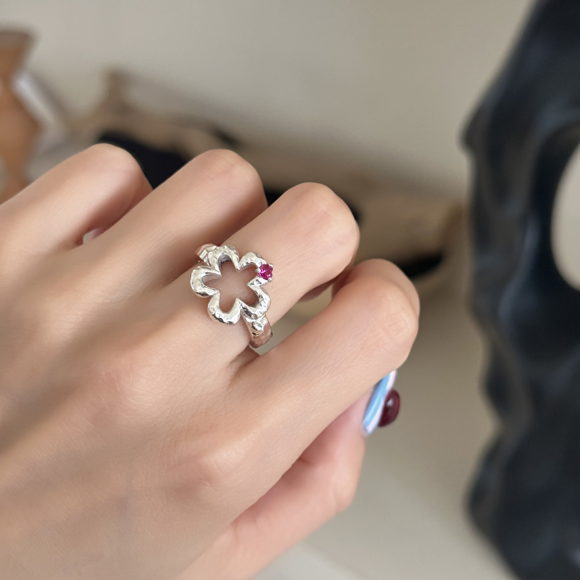 Damen Offener Ring mit floralem Design Shop Nory