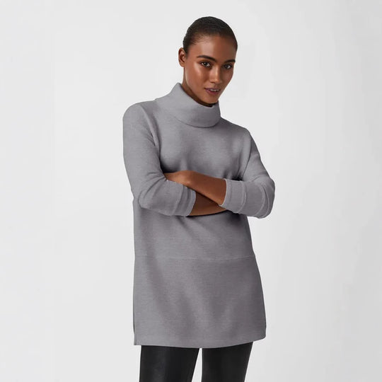 Damen Cozy Funnel Neck Tunika Pullover mit Übergrößen-Schnitt und seitlichen Schlitzen Shop Nory