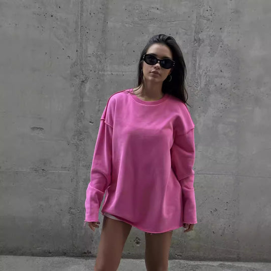 Damen Oversize-Sweatshirt mit rohem Saum und überschnittenen Schultern Shop Nory