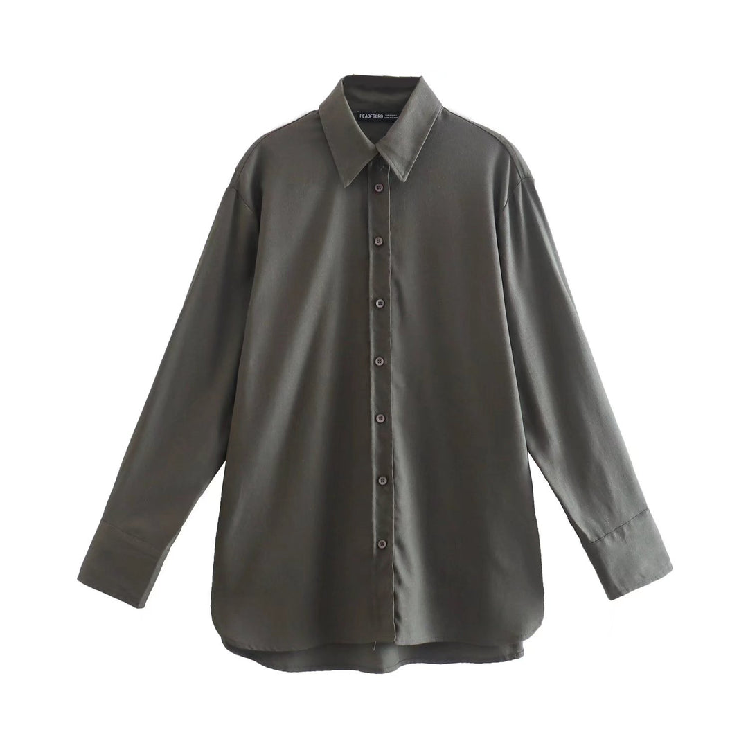 Damen Oversize-Hemdbluse mit verlängertem Rückenteil, kastigem Schnitt und durchgehender Knopfleiste Shop Nory