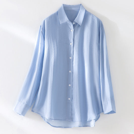 Damen Oversize-Hemdenbluse aus leichter Viskose‑Mischung mit klassischem Kragen Shop Nory