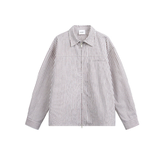 Herren Gestreiftes Overshirt mit Zwei‑Wege‑Reißverschluss und Brusttasche Shop Nory