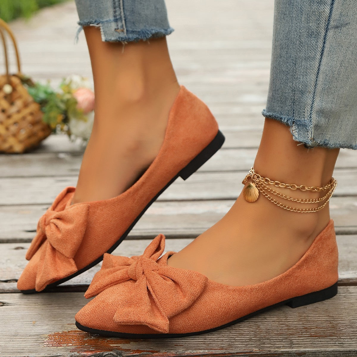 Damen Ballerinas mit modischem Schleifen-Design