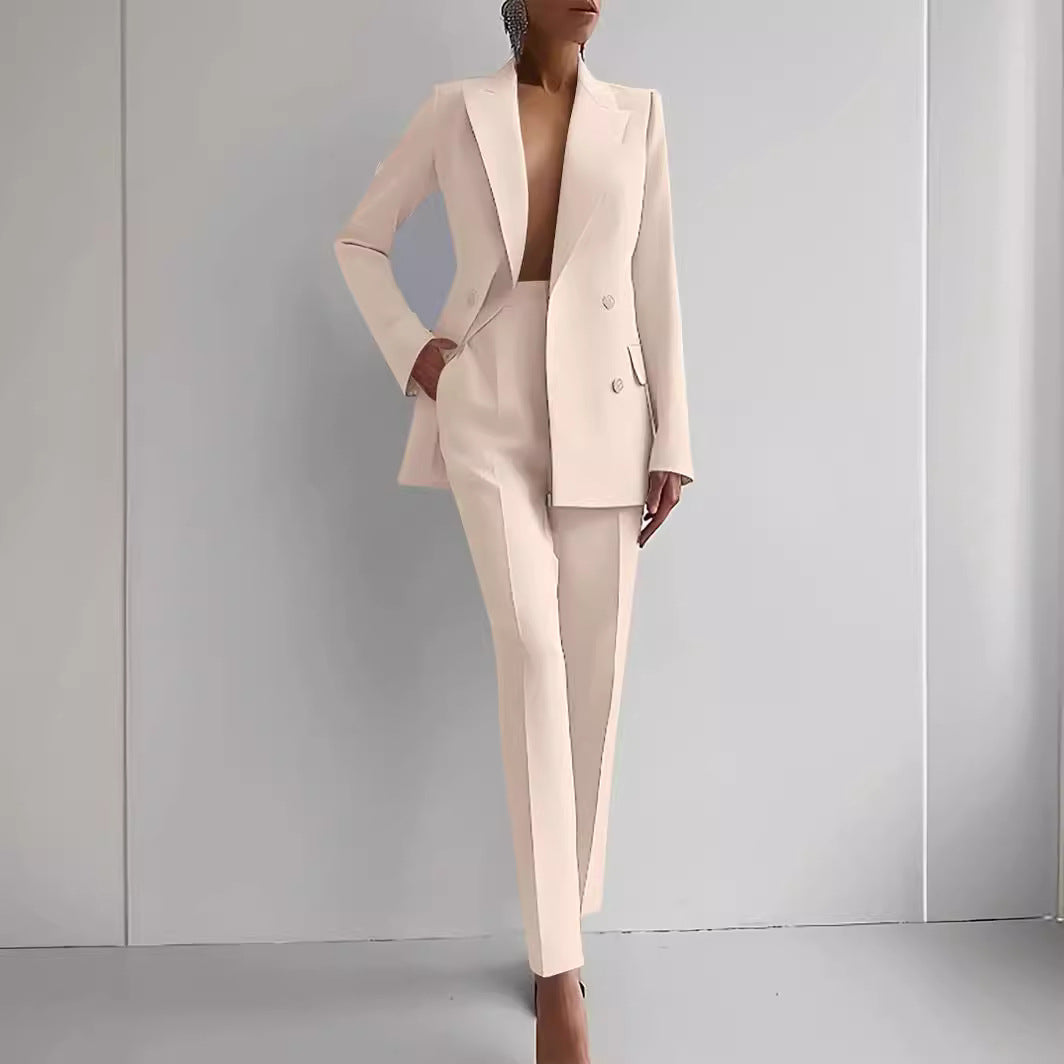 Damen elegante zweireihige Blazer mit maßgeschneiderter Hose
