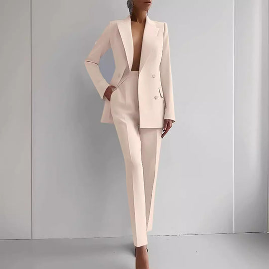 Damen elegante zweireihige Blazer mit maßgeschneiderter Hose