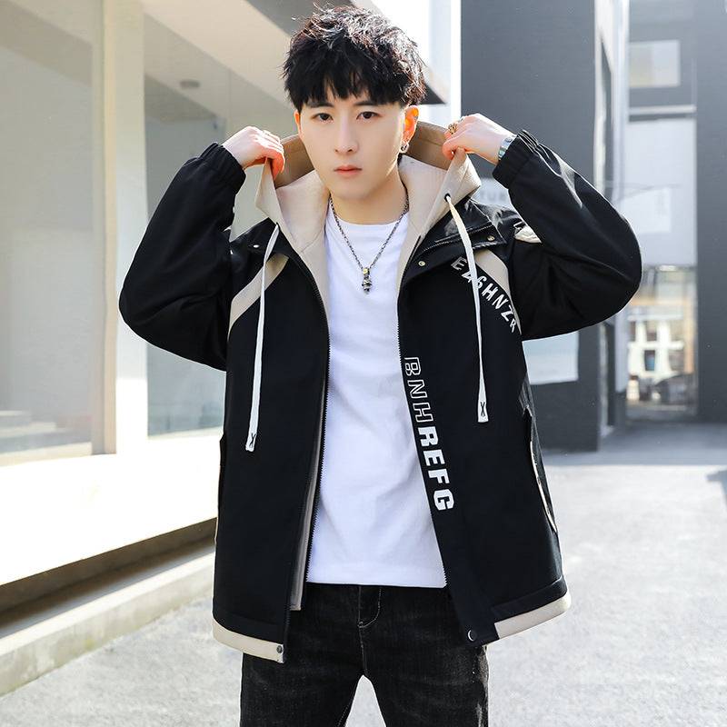 Herren Oversize-Windbreaker mit Kapuze, sportlichem Frontprint und Kontrastpanelen Shop Nory