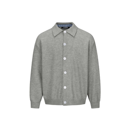 Herren Strick-Cardigan mit Hemdkragen, durchgehender Knopfleiste und geripptem Saum Shop Nory