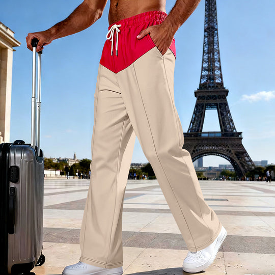 Herren Leichte Travel-Hose mit weitem Bein, kontrastierendem Tunnelzugbund und Bügelfalte Shop Nory