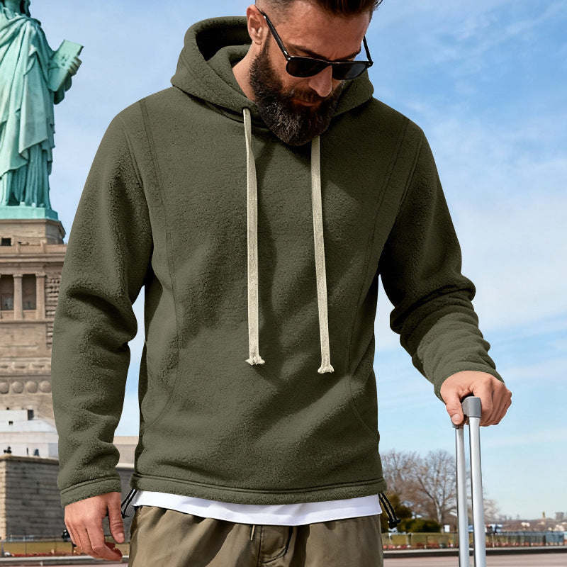 Herren Fleece-Hoodie mit Teddystruktur, Kapuze und entspannter Passform Shop Nory