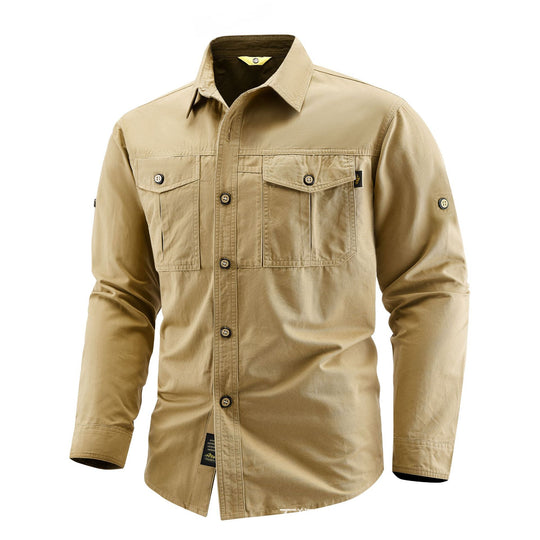 Herren Canvas-Overshirt im Field‑Style mit Brustklappen und durchgehender Knopfleiste Shop Nory