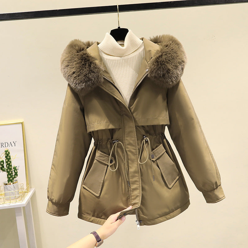 Damen nan taillierter Kurzparka mit Kordelzugtaillierung, Kapuze und großen Pattentaschen Shop Nory