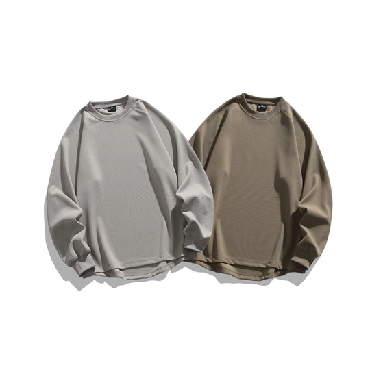 Unisex Oversize Waffelstrick-Sweatshirt mit Rundhalsausschnitt Shop Nory