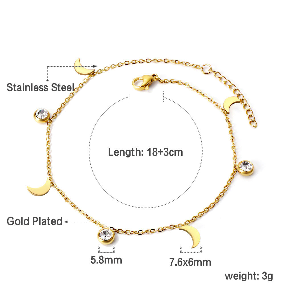 Damen zartes, goldplattiertes Armband mit funkelnden Zirkonia und herzförmigen Anhängern Shop Nory