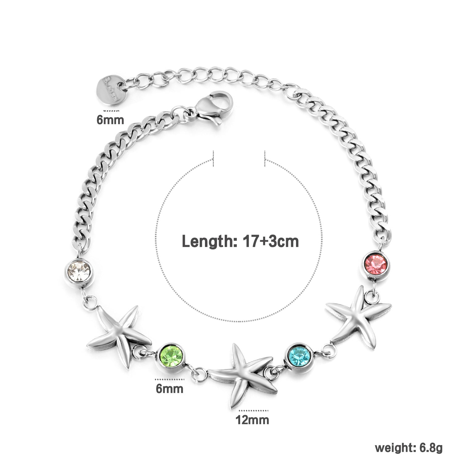 Damen Armband mit bunten Kristallen und maritimem Design Shop Nory