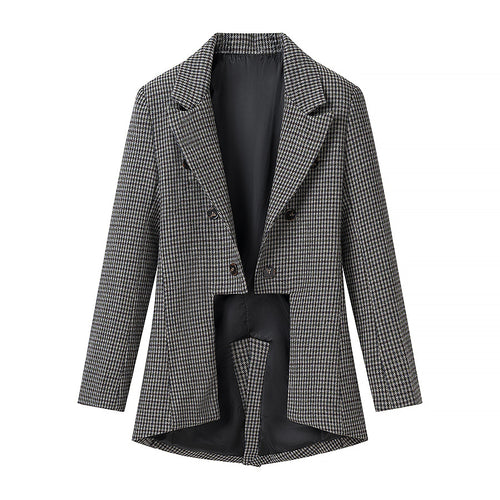 Damen Hahnentritt-Blazer mit Schwalbenschwanz-Detail und taillierter Silhouette Shop Nory