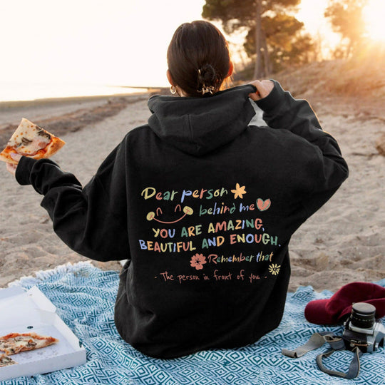 Damen Kapuzenpullover mit motivierendem Schriftzug und komfortabler Passform Shopnory